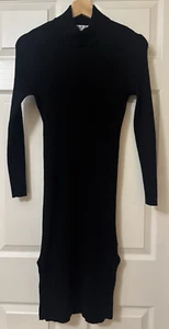 Magaschoni Womens Side Slit Ribbed Knit Mock Neck Sweater Dress Black Size XL - Picture 1 of 7