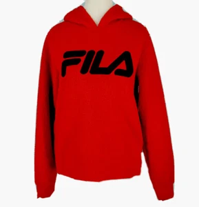 FILA Gr. Medium L Sweatshirt Rot Langarm Sherpa Fleece Hoodie Pullover Neu mit Etikett - Bild 1 von 11
