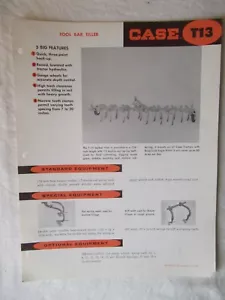 J.I Case T13 Tool Bar Tiller Specification Sheet Data Feature Brochure 1958 - Picture 1 of 2