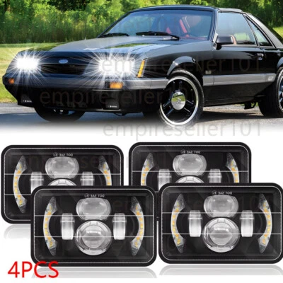 4PCS 4x6 Inch LED Headlights Fit Ford Mustang 1979 1980 1981 1982 1983 1984-1986 - Image 1 of 4