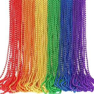 ✨24 PCS Mardi Gras Beads Necklace, Pride LGBTQ Rainbow Patriotic Red Blue Silver - Picture 1 of 7