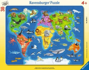 Puzzle 30 elementów. Mapa świata zwierząt - Photo 1 sur 1