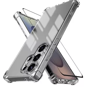 For Samsung Galaxy S25 Ultra S25 S25 Plus Clear Case Phone Cover + Glass Screen - Picture 1 of 11