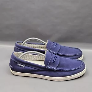Cole Haan Pinch Weekender Penny Loafers Mens 9.5 Blue Canvas Casual Slip On Shoe - Picture 1 of 9