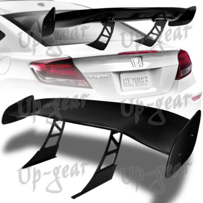 Universal 57" Primer Black GT2-Style Down Force Trunk Spoiler Wing + Bracket - Image 1 of 4