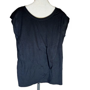 Motherhood Maternity Black Blouse Shirt Women’s Sz Large Cap Sleeve Top Nursing - Picture 1 of 5