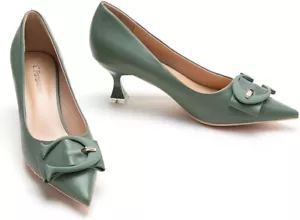 C.Paravano Women's Pumps Low Heel Kitten Initial C Green Size 10 - Picture 1 of 12