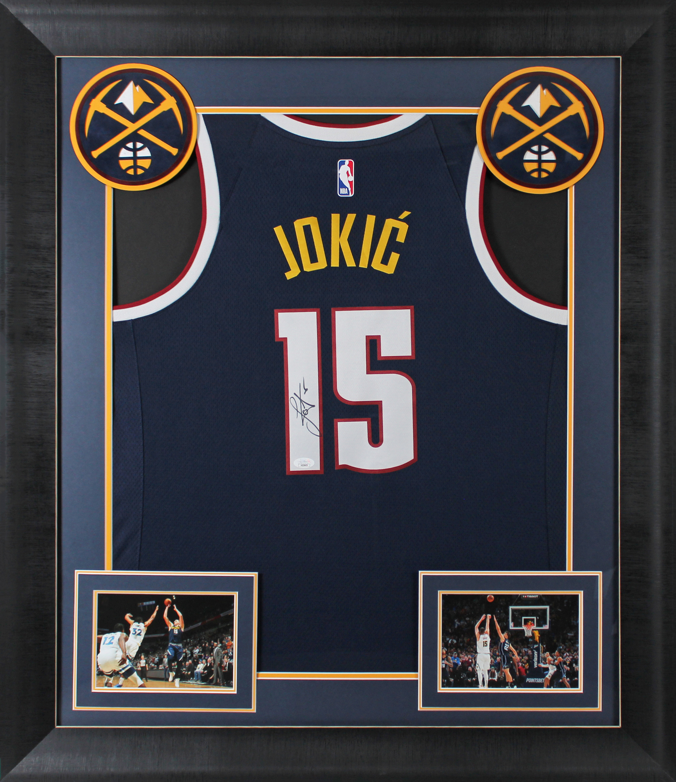 Nikola Jokic Autographed Signed Nuggets Authentic Navy Blue Nike Swingman Framed Jersey JSA 