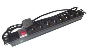 8 way Schuko Socket to SURGE PROTECTED UK 13A Plug PDU - 1U 19" Rackmount - Picture 1 of 1