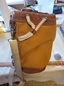 Vintage LL Bean Rope Manico Barca e Tote Barrel Borsa Secchiello Tela Resistente - Foto 1 di 9