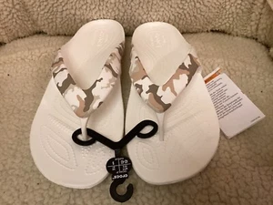 New Women Crocs Kadee II Seasonal Graphic Thongs White Camo sandals Size 11 - Picture 1 of 11