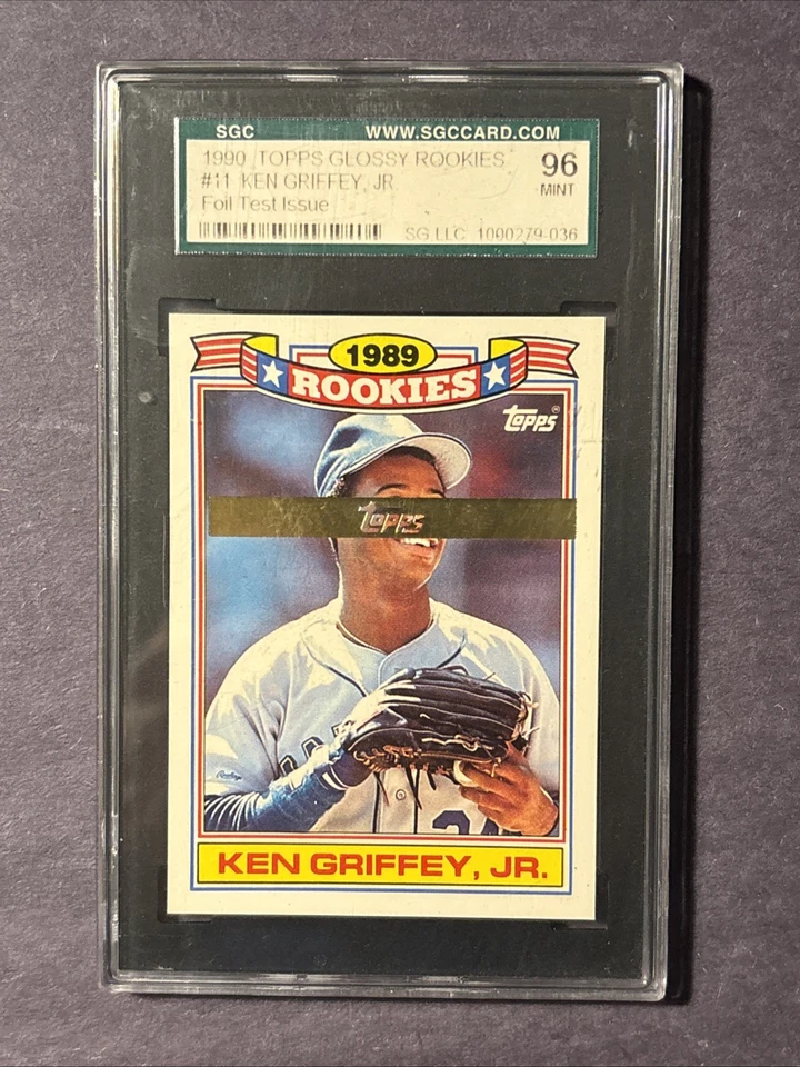 1990 Topps Glossy Rookies Ken Griffey Jr. Тестовый выпуск из фольги SGC 96 (только на 2 выше) - Изображение 1 из 4