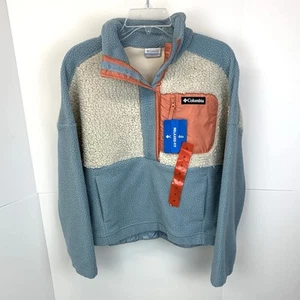 Columbia Lodge Sherpa 1/4 Snap Pullover Women M Retro Colorblock NWT Outdoor - Picture 1 of 12
