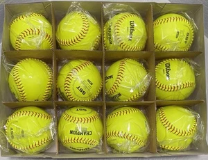 Wilson A9011 12" Leather Fastpitch Softballs NFHS High Seam 1 Dozen New In Box - Picture 1 of 4