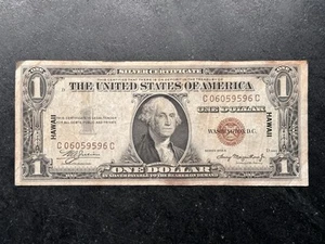 1935 A $1 Hawaii Over Print Silver Certificate WW2 Emergency Issue Crisp Note 3* - Picture 1 of 3