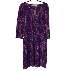 Abito Tracy Negoshian donna grande viola blu rosso astratto manica 3/4 pullover - Foto 1 di 12