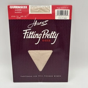 Womens Vtg Queensize Hanes Sheer Pantyhose 1X Ivory New Style 751 Business wear - Picture 1 of 3