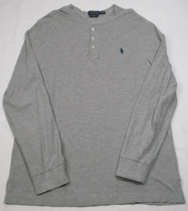 Polo Ralph Lauren Henley Featherweight Mesh Shirt Men's Large Gray Long Sleeve - Picture 1 of 4