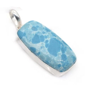 Vendita calda ciondolo gioiello placcato argento pietra preziosa blu Larimar 1,5" s510 - Foto 1 di 4