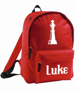 Kids Bag Personalised Backpack Rucksack Add Name Boys Girls Chess King Board - Picture 1 of 12