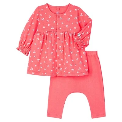 Petit Bateau Baby Girls 2 Piece Set, Long Sleeve Cherry Print Dress and Leggings - Image 1 of 4
