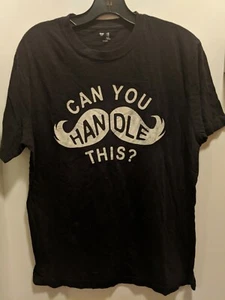 Can You Handle This? Handlebar Mustache Medium Black Gap Short Sleeve T Shirt - Picture 1 of 4