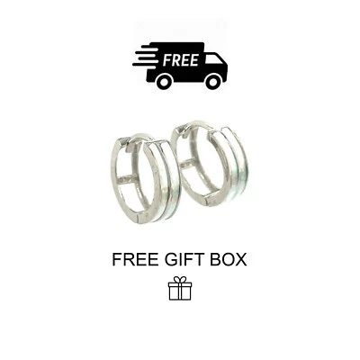 Pendientes de aro Huggie de ópalo blanco de doble fila de oro blanco de 14k Foto 1 de 2