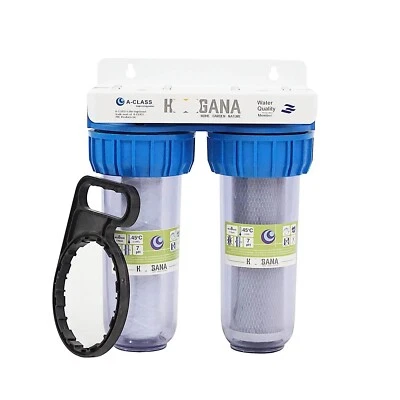 HOOGANA 10" Doppelfilter Wasserfilter System Hauswasser Zisterne Brunnen Pumpe 1/2" Zoll