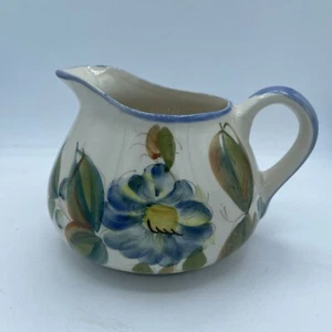 Vintage Floral Ceramic Pitcher Vase Hand Painted in Portugal - Picture 1 of 9