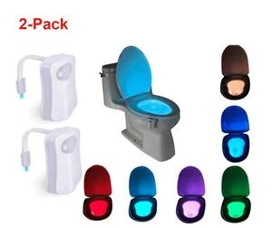 2 Pack - Toilet Light - Advanced 8-Color Motion Sensor LED Toilet Night Light - Picture 1 of 6