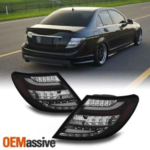 Fits 08-10 Mercedes Benz W4 C-Class LED Black Tail Brake Lights Set Left+Right - Picture 1 of 5