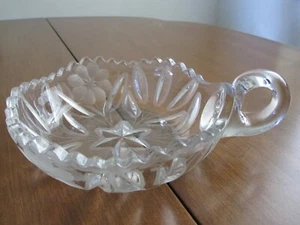 VINTAGE GEÄTZTE BLEIKRISTALL BONBONIERE SCHLAUFENGRIFF - Bild 1 von 6