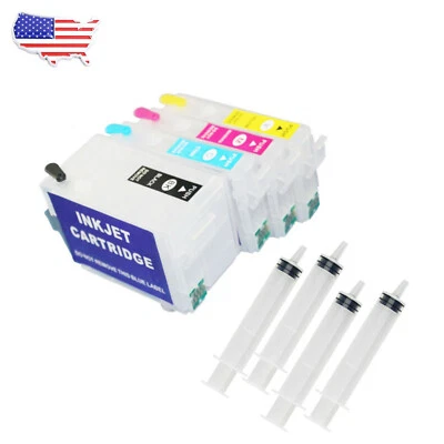 For Epson WorkForce 7210 7720 7610 7710 Printer 4Color Refillable ink cartridges - Image 1 of 4