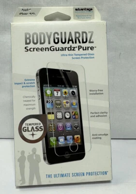 BodyGuardz Pure Tempered Glass Screen Protector For iPhone 4/4s/ Brand New - Image 1 of 4