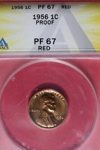 1956 ANACS 1C PF67 RED LINCOLN WHEAT CENT #B48437 - Picture 1 of 2