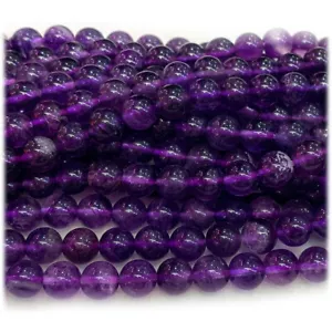 Collares redondos de fluorita púrpura oscuro natural genuino joyas cuentas sueltas - Imagen 1 de 6