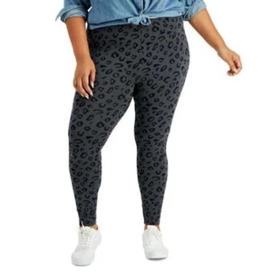 Style & Co Womens Size 0X Printed Leggings Black Gray Cheetah Ankle Length - Picture 1 of 10