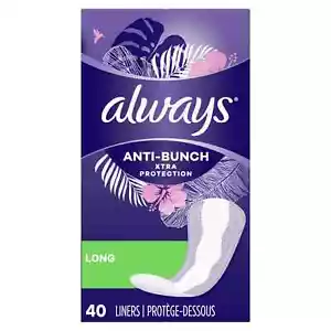 Always Anti-Bunch Xtra Protection Daily Liners Long Unscented Comfort 40 ct - Picture 1 of 6