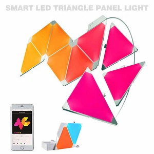 Smart LED Triangle Wall Panel Light RGB Color Rhythm 9pcs App Controlled Gaming - Picture 1 of 12