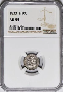 1833 Half Dime NGC AU-55 - Picture 1 of 4