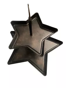 Hallmark 2 Tier Metal Star Shaped Serving Tiered Tray Bronze/Black Finish - Picture 1 of 5