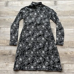 Soybu Dress Womens Small Black Print Long Sleeve Scuba Neck Front Zip Active New - Picture 1 of 15