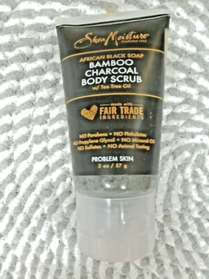 SHEA MOISTURE ~ 非洲黑色肥皂 ~ BAMBOO CHARCOAL BODY SCRUB 2 盎司旅行 4 — 第 1/2 张图片