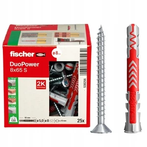 FISCHER DuoPower 8x65 S Dübel mit Schraube – Universaldübel (25 Stück) - Bild 1 von 10