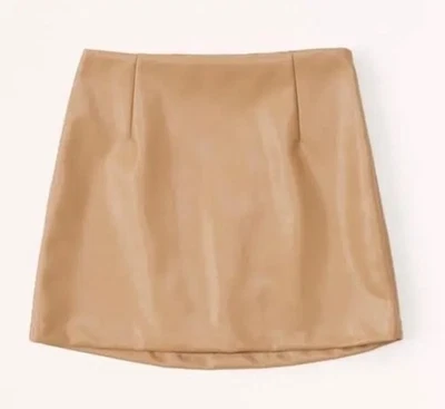 Abercrombie Fitch Mujer Talla S Beige Falda Corta Cuero Vegano Informal Cóctel Foto 1 de 4