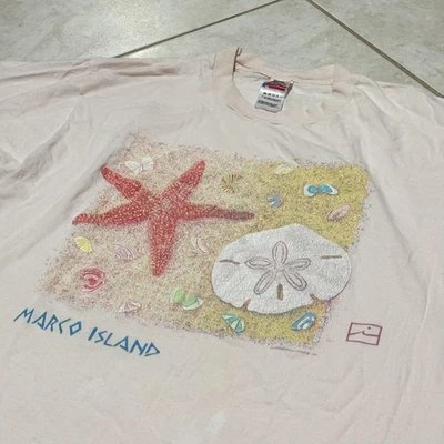 Винтажная мужская рубашка Marco Island размер XL светло-розовый пляж сделано во Флориде США 90-е - Изображение 1 из 4