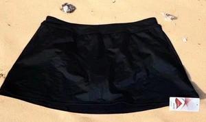 NWT Lands' End Women's Solid Mini Swim Skirt Bottoms Black Size 16 W Lycra - Picture 1 of 9
