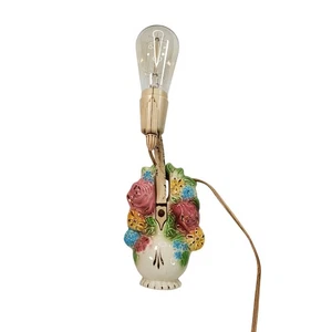 MCM Wall Light Sconce Ceramic Floral Vase Shabby Bedroom Decor Works & Bulb - Picture 1 of 9