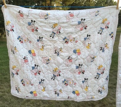 Edredón Vintage Disney A B C Bebé Mickey Minnie Pluto Margarita Pato Donald - B Foto 1 de 4