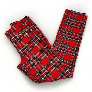 "Pantalones a cuadros H&M rojos, negros, azules y amarillos talla 6 29"" pierna cónica usados en excelente estado" - Imagen 1 de 13